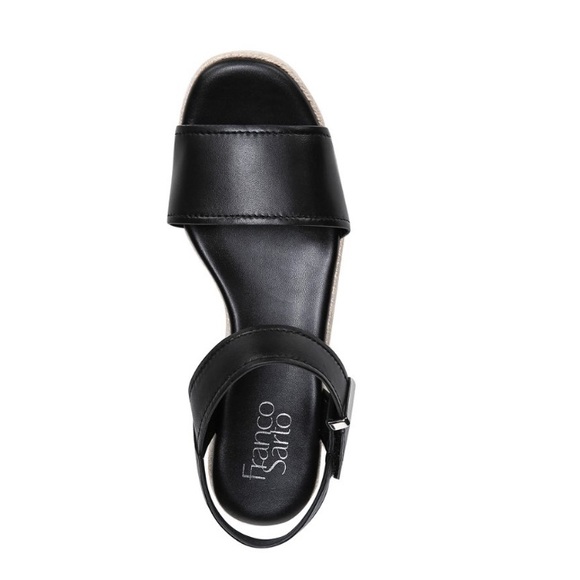 Franco Sarto Black Ben Leather Platform Espadrilles Sandal Women’s Size 10 Wide - Picture 3 of 5